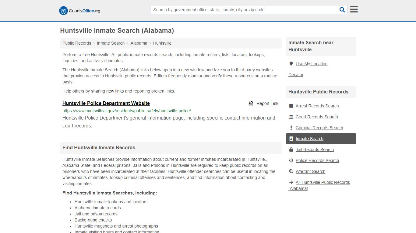 Inmate Search - Huntsville, AL (Inmate Rosters & Locators) - County Office